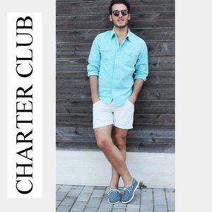 Charter Club Men Teal Blue Button Down Collared Long Sleeves Size XS NEW